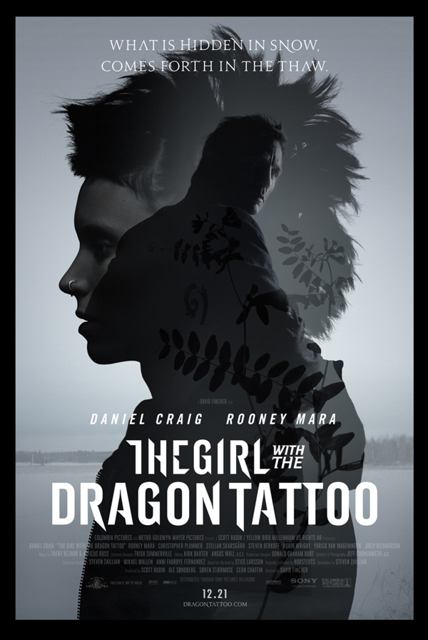 Movie poster for The Girl With the Dragon Tattoo, Columbia Pictures, 2011
