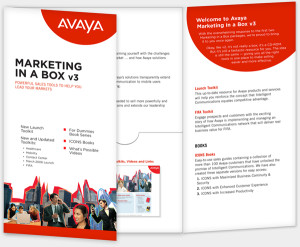 Avaya Marketing In A Box, interactive sales support kit.