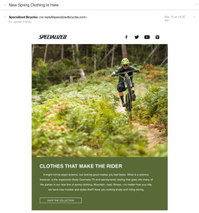 The email promotion I received from Specialized.
