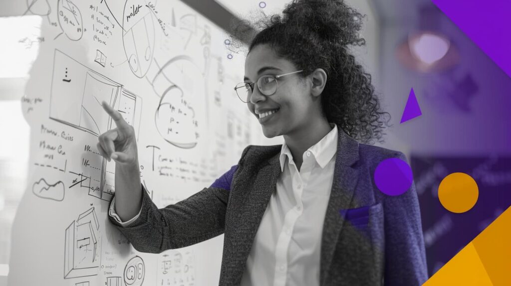 Marketer mapping out an explainer video script.