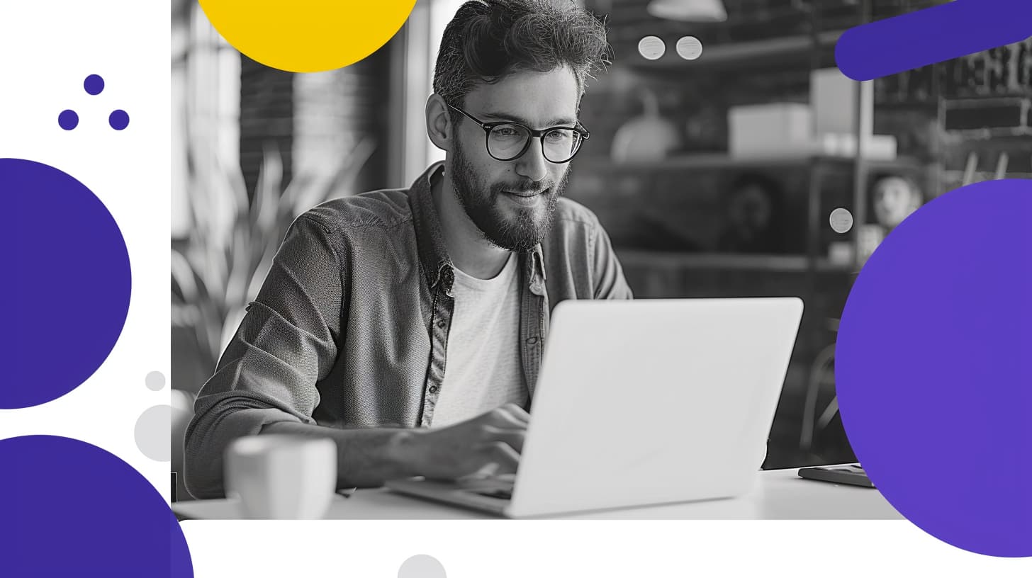 B2B marketer reviewing successful website copywriting results.