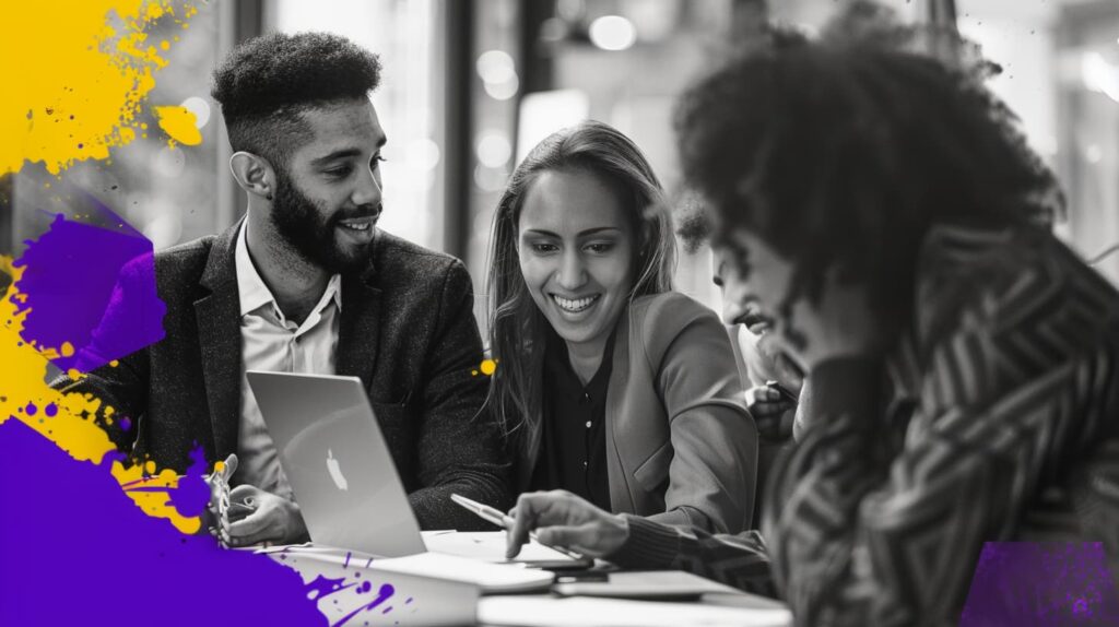 Marketing team collaborating on sales content improvements.