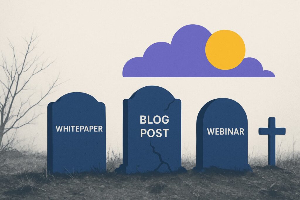 Unused B2B content piling up in a digital graveyard.