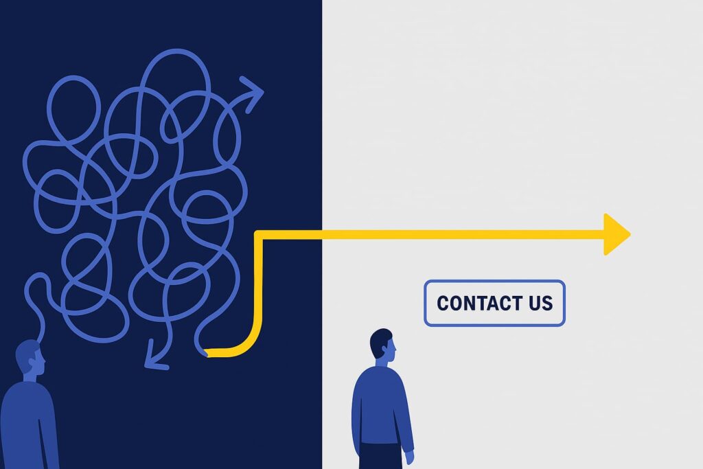 Illustration showing website copy driving conversions through clarity.