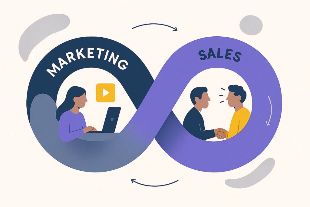 Illustration of sales and marketing alignment for content effectiveness.