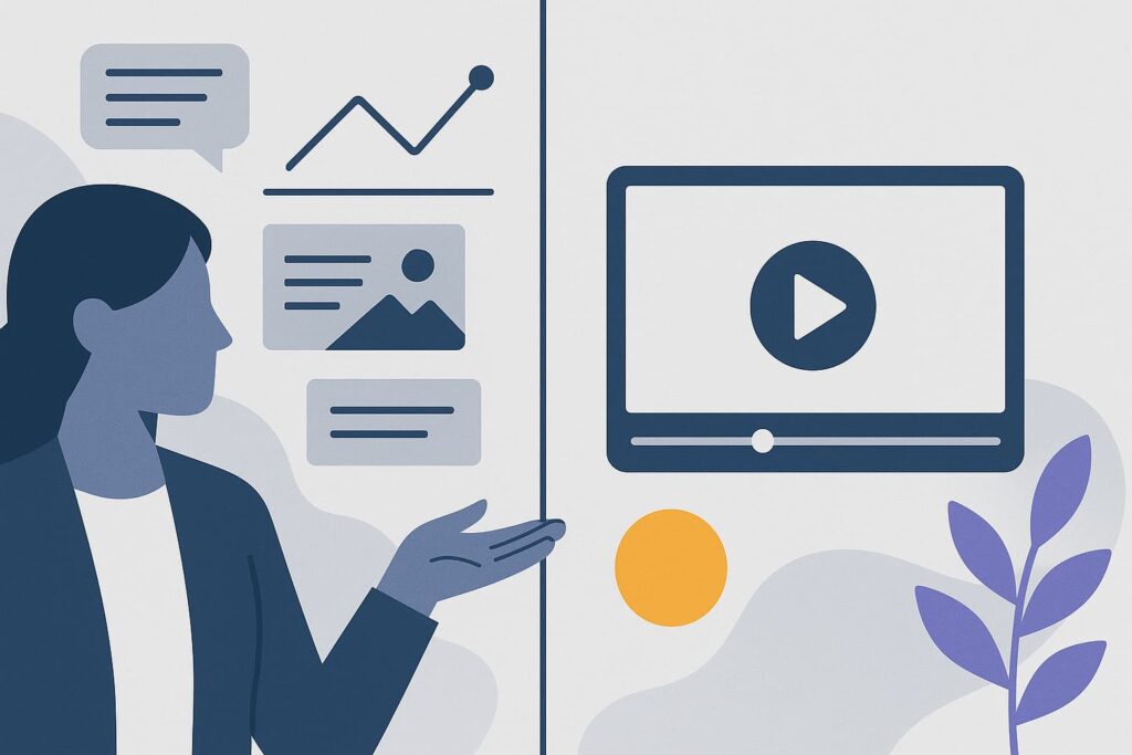 Marketer overseeing production of an explainer video.