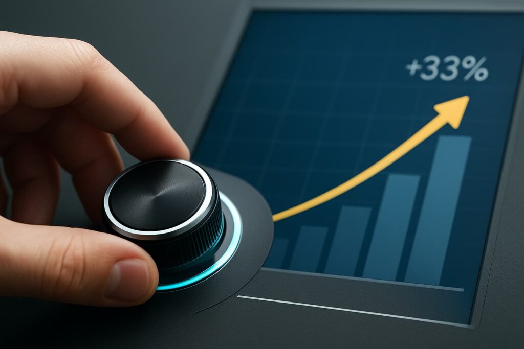 Marketer adjusting dial to improve B2B sales messaging.