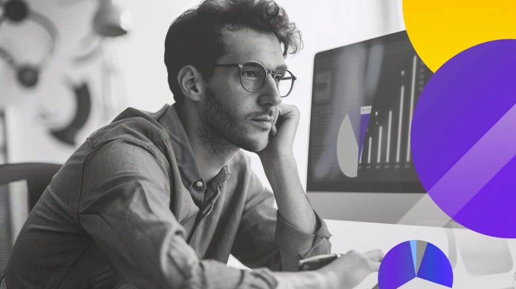 Marketer reviewing website traffic and campaign results.