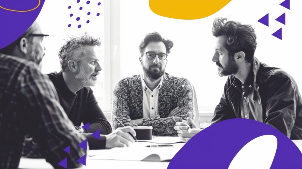 Four Sales Enablement leaders seated around a table, discussing ideas for better training.