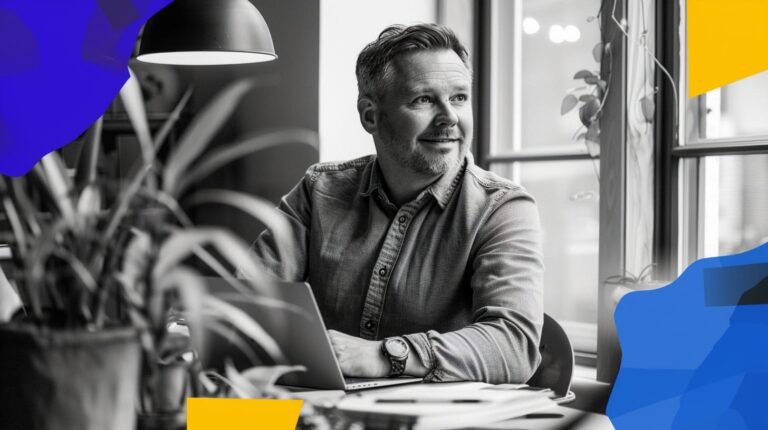A confident Corporate Communications and Compliance Leader smiling in a modern office, representing the success of a resilient strategy to develop compliance training.