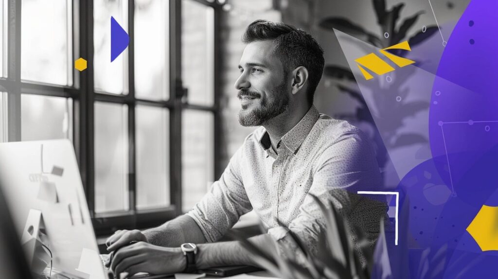 A satisfied compliance manager looking at a tablet, showcasing the frictionless results of a digital-first approach to develop compliance training.